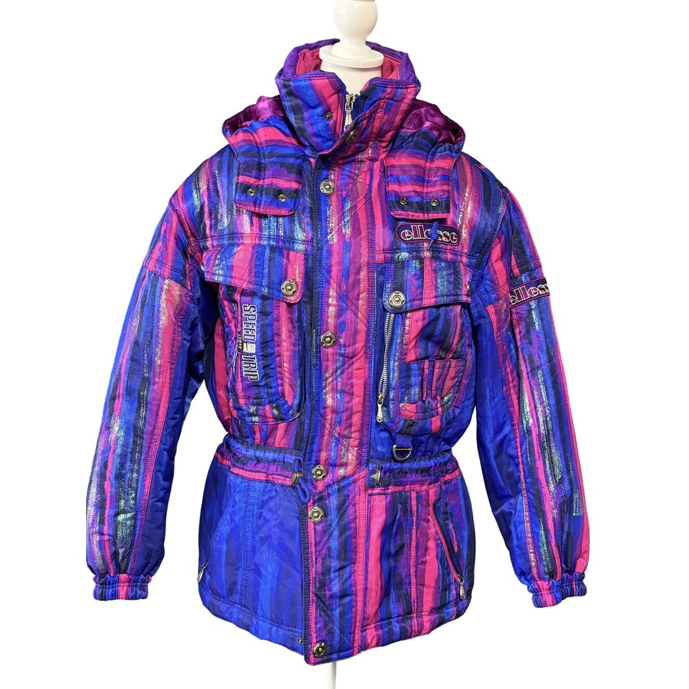 Vintage Ellesse Ski Jacket Mens Medium‎ Purple Pink Neon Snow 90s Japan